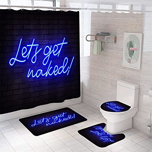 Neon Lets Get Naked Bathroom Sets with Shower Curtains and Rugs