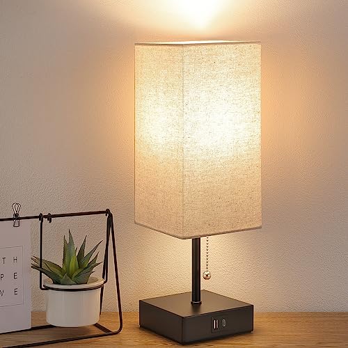 GGOYING Bedside Table Lamp with USB Charging Ports