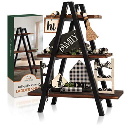 BeneTerra 3 Tiered Tray Stand - Rustic Farmhouse Decor