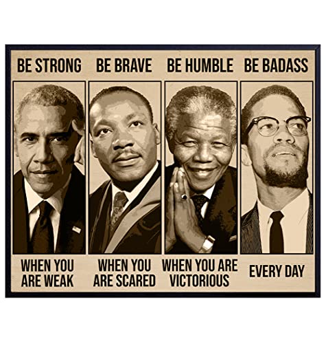 Inspirational African American Wall Art - Be Strong Be Brave Be Badass
