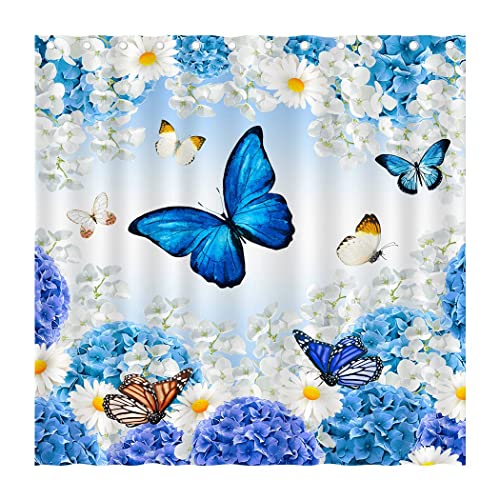 Juirnost Butterfly Flower Shower Curtain