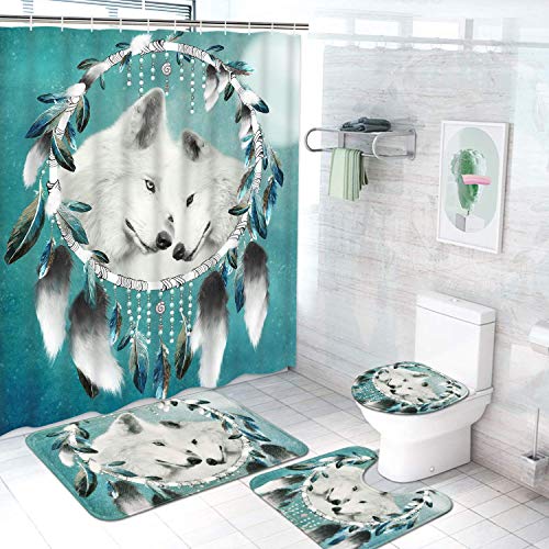 Wolf Dream Catcher Shower Curtain Set