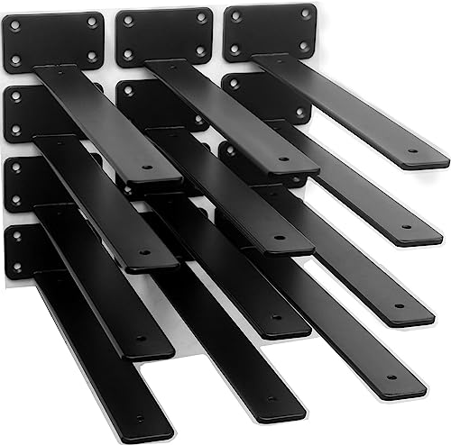 Sturdy 12-inch Black Metal Shelf Brackets for Support