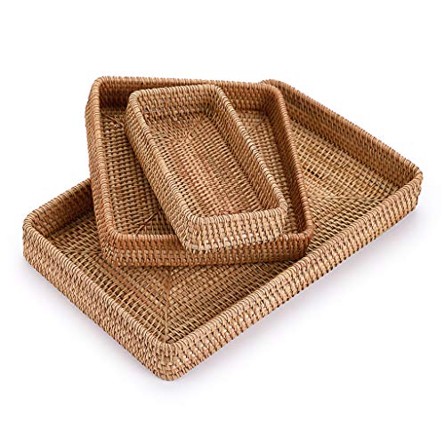 Hipiwe Large Rattan Serving Tray Set - Stylish and Functional