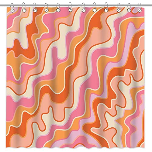 Colorful Groovy Waves Shower Curtain