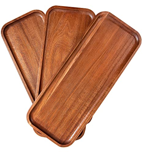 Durable and Versatile Solid Acacia Wood Serving Trays