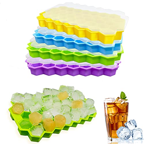 Flexible Silicone Ice Cube Tray with Lids