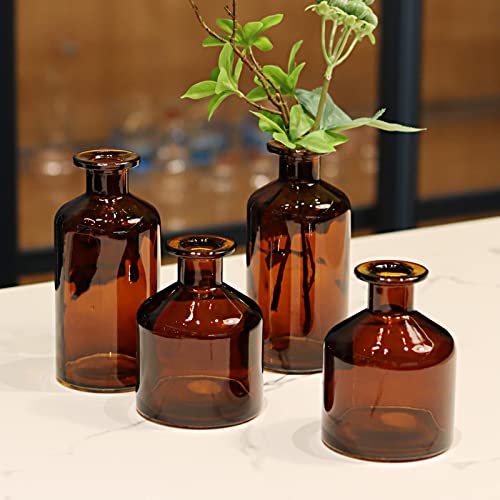 Amber Glass Bud Vases for Flowers