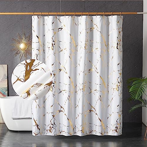 White and Gold Marble Shower Curtains