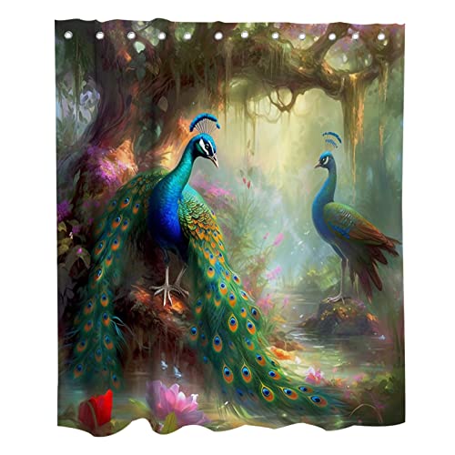 Lifeasy Green Peacock Shower Curtain