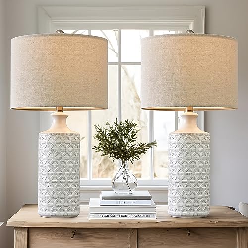 Modern Contemporary Ceramic End Table Lamps Set of 2