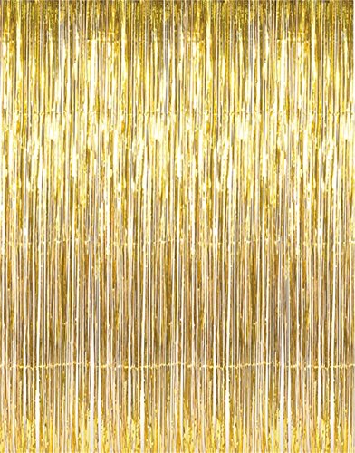 GOER Metallic Tinsel Foil Fringe Curtains - Perfect Party Decoration