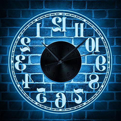 Geeky Days Backwards Wall Clock with LED Backlight