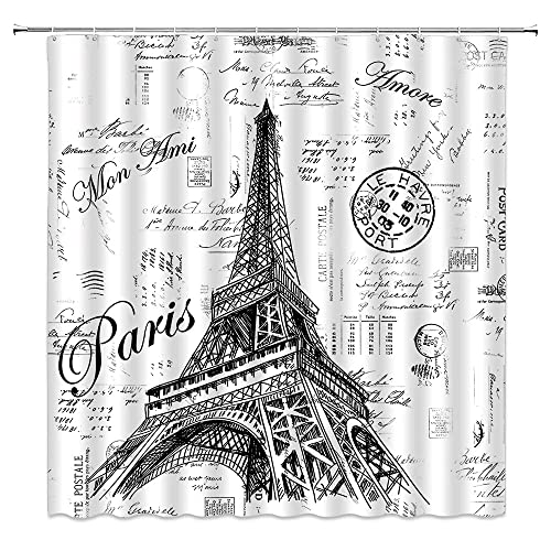 Eiffel Tower Shower Curtain - Romantic Parisian Bathroom Decor