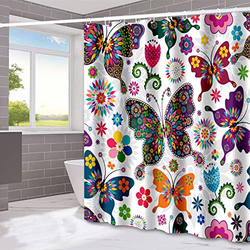 Multicolored Butterfly Shower Curtain