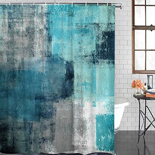 Turquoise Abstract Art Shower Curtain