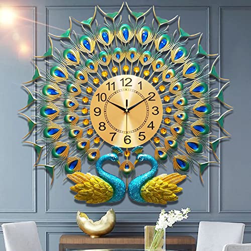 Luxury Metal Non-Ticking Silent Art Blue Wall Clock