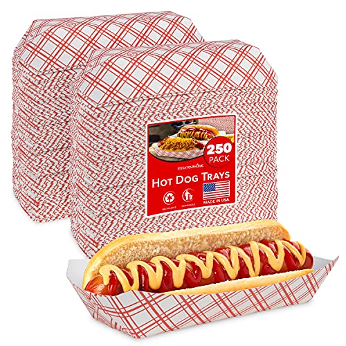 Checkered Hot Dog Trays - Retro Red & White Food Boats