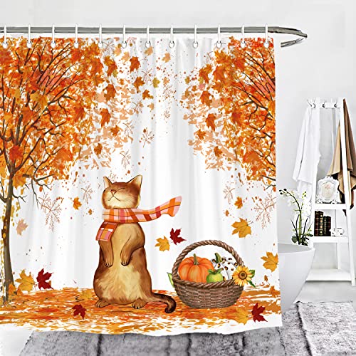 Autumn Cat Shower Curtain