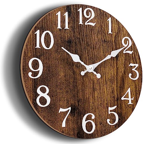 Rustic Silent Wall Clock - KECYET Battery Operated
