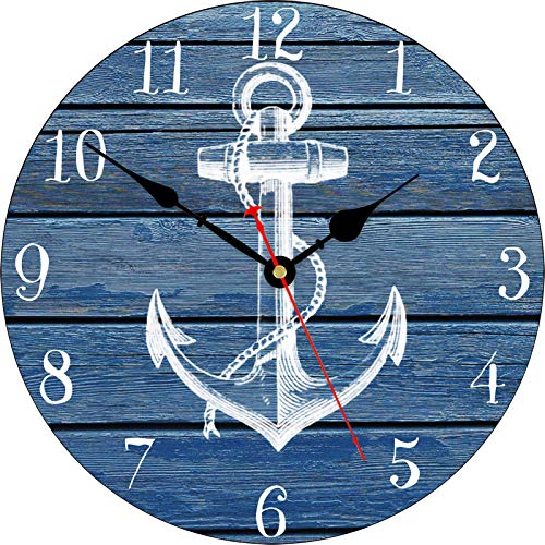 White Anchor Pattern Wall Clock