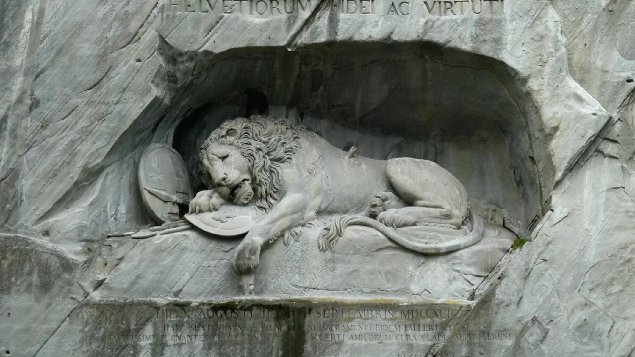 The Wounded Lion Sculpture Which Honors Swiss Guards That Perished During The French Revolution