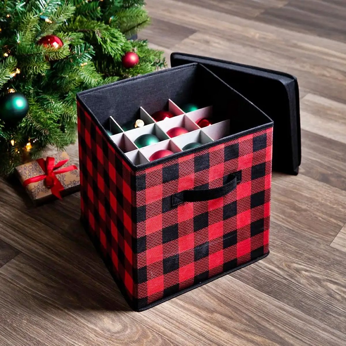 Christmas Ornament Storage Container - Box Stores Up to 48 – 6” Ornaments –  With 4 Individual Trays -Heavy Duty 600D Tear Resistant Material