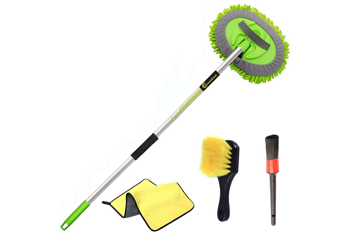 1pc Double-headed Soft Brush Car Wash Mop Special Brush, Long Handle  Telescoping, No Damage To Car