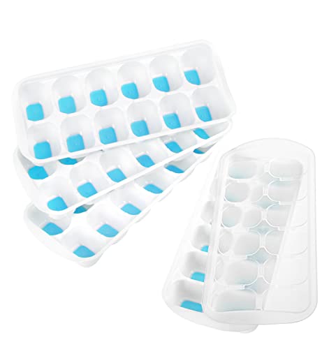 ICEXXP 4 Pack Ice Cube Tray with Lid and Bin, Ice Cube Trays for