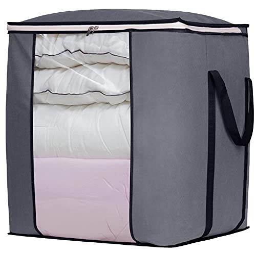 Geometric Pattern Cloth Storage Bag Zipper Grey Quilt Storage Bag Large  Clothes Organization Organizer Storage Bins Containers For Bedding  Comforters