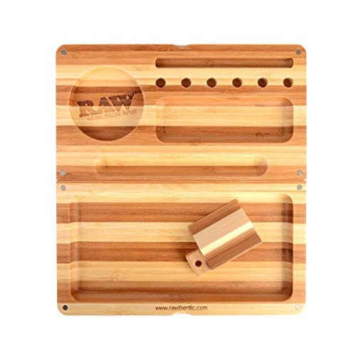 RAW Backflip Bamboo Magnet Rolling Tray with Scoop