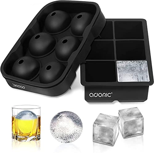 Ticent Ice Cube Tray Large Ice Cube Mold (Pack of 2) - Flexible 8 Cavity  Silicone Ice Cube Maker - Square Ice Molds for Whiskey & Cocktails, Grey 