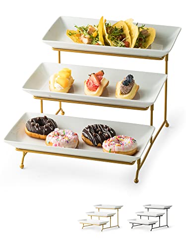 Gold Serving Stand with Serving Dishes