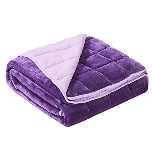 Satwip Weighted Blanket - Purple Fuzzy Warm Flannel Bed Blanket for Adults