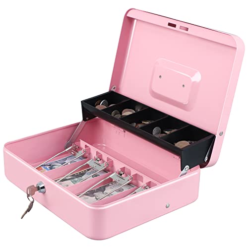 XYDLED Pink Cash Box with Key Lock