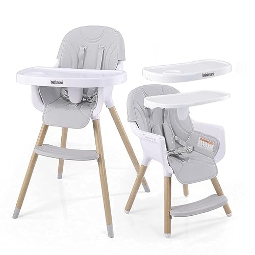 babimoni 3-in-1 Convertible Wooden High Chair for Babies & Toddlers