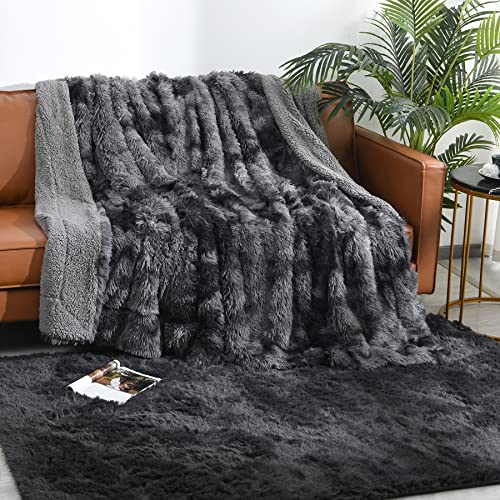 Soft Fluffy Blanket - Fuzzy Tie Dye Sherpa Plush Cozy Throw Blanket