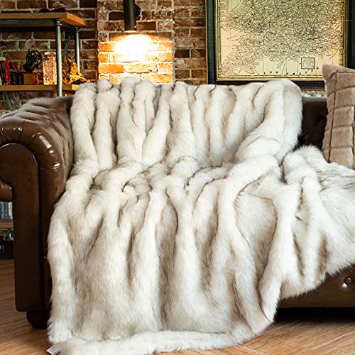 Luxury White Faux Fur Throw Blanket