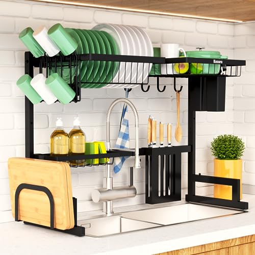 MERRYBOX 304 Stainless Steel Over The Sink Dish Drying Rack Adjustable  Height & Length Dish Drainer with Cutting Board Holder - AliExpress