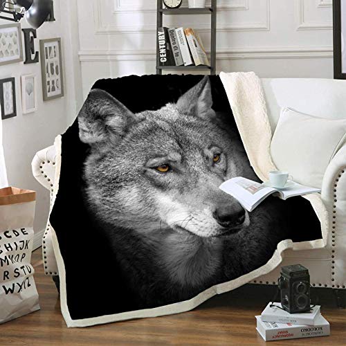 Black Wolf Sherpa Fleece Blanket