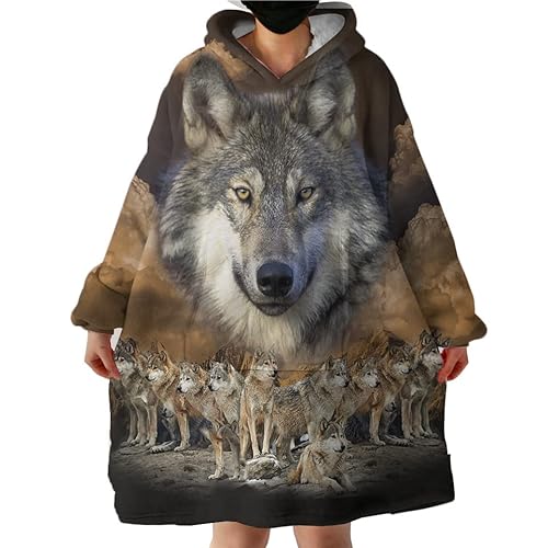 Sleepwish Native Wolf Wearable Blanket Hoodie