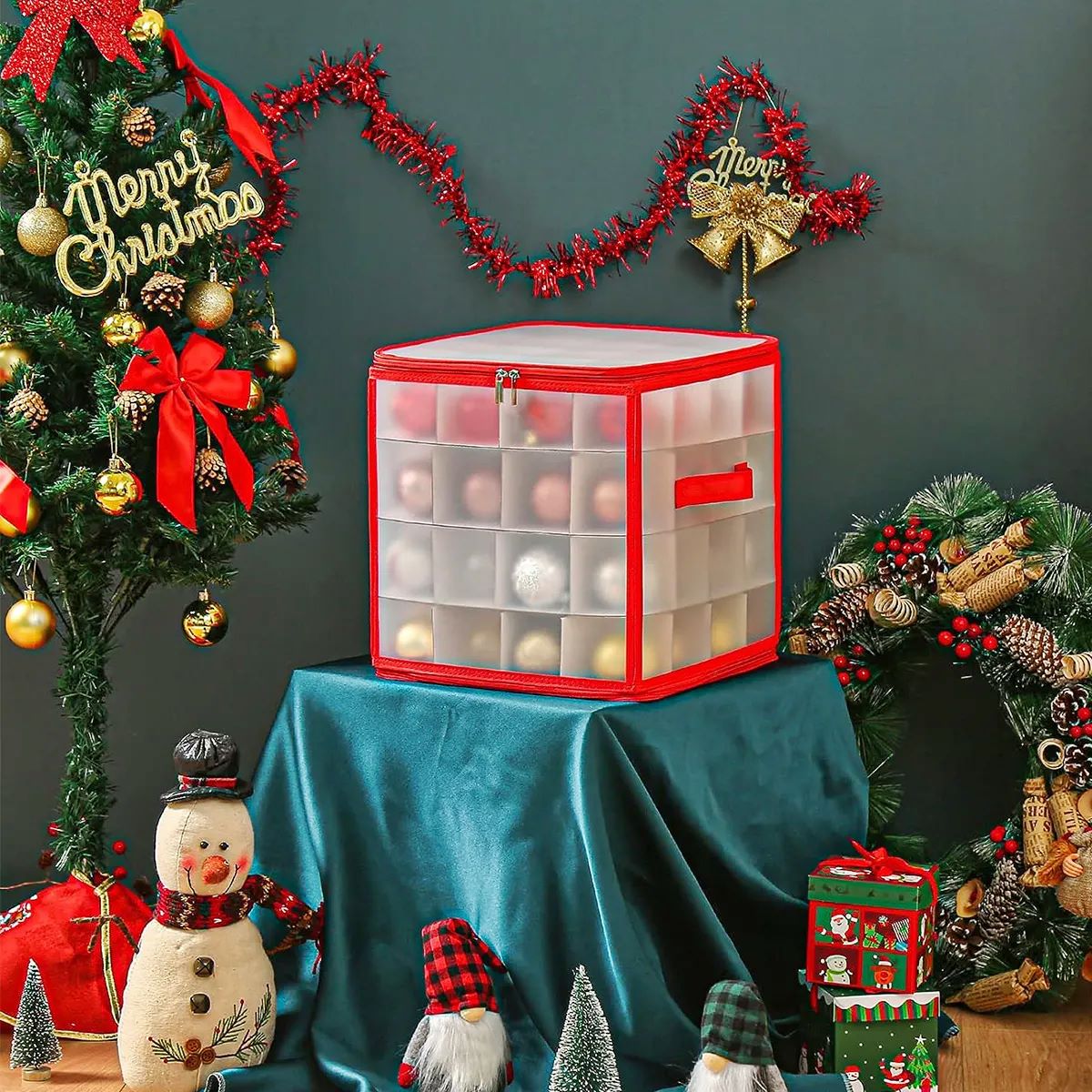 Great Choice Products Large Christmas Ornament Storage Box With Adjustable  Dividers Plastic Ornament Storage Container For