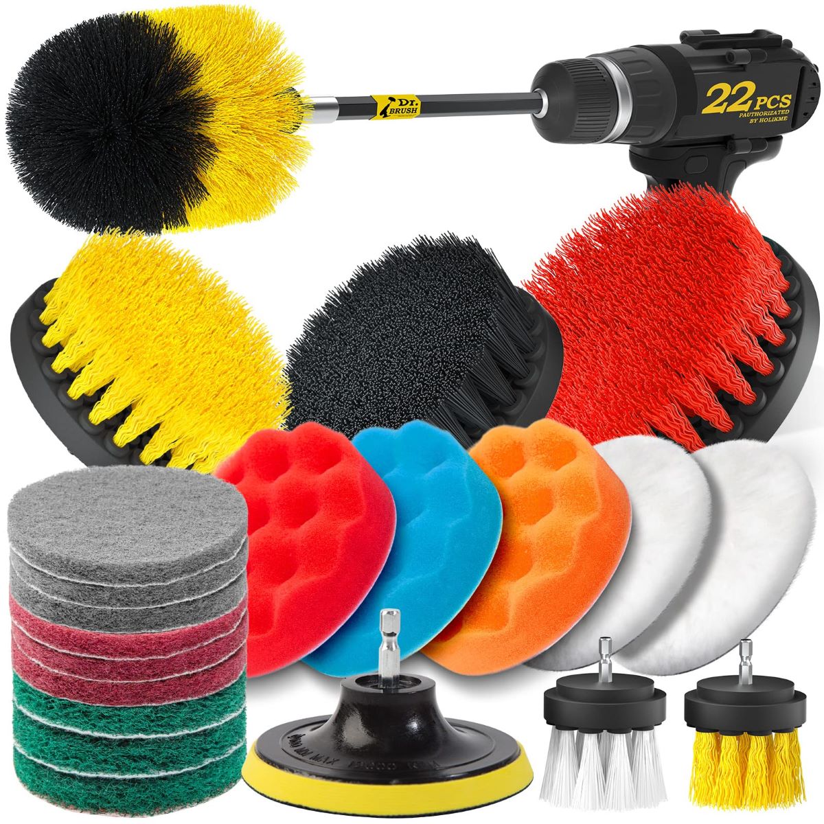 4pack Black Extended Long Drill Brush Power Scrubber Cleaning