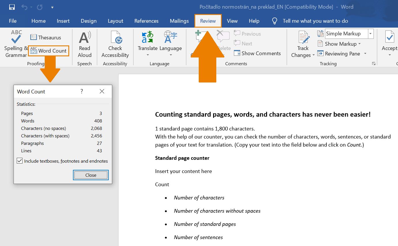 Displaying Word Count In Microsoft Word