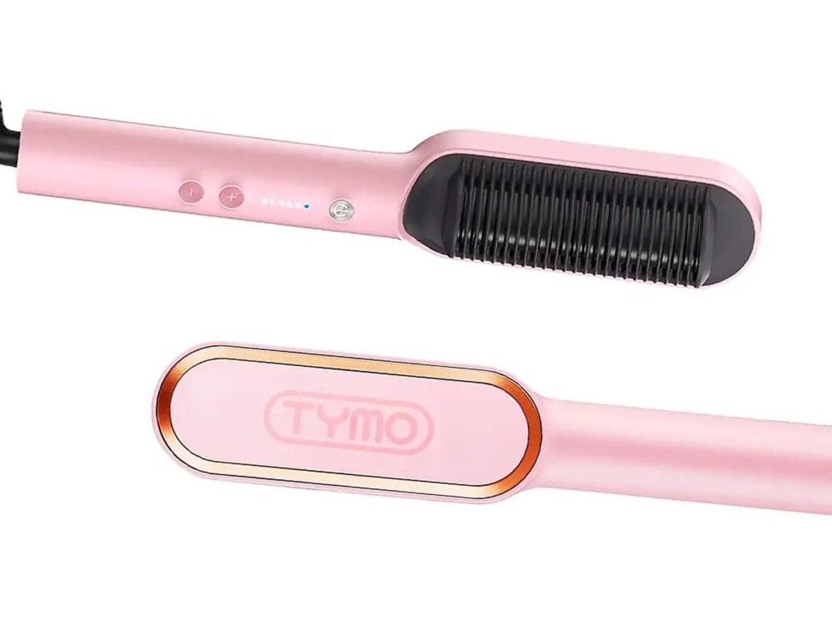 TYMO Ring Pink Hair Straightener Brush Hair Straightening Iron