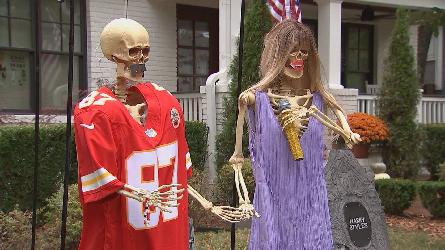Taylor Swift & Travis Kelce Skeleton Decorations Take Over Halloween