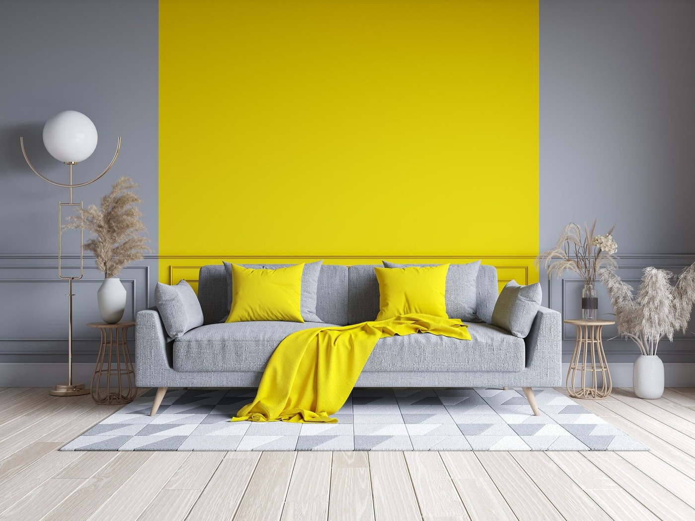 What Color Goes With Grey Sofa