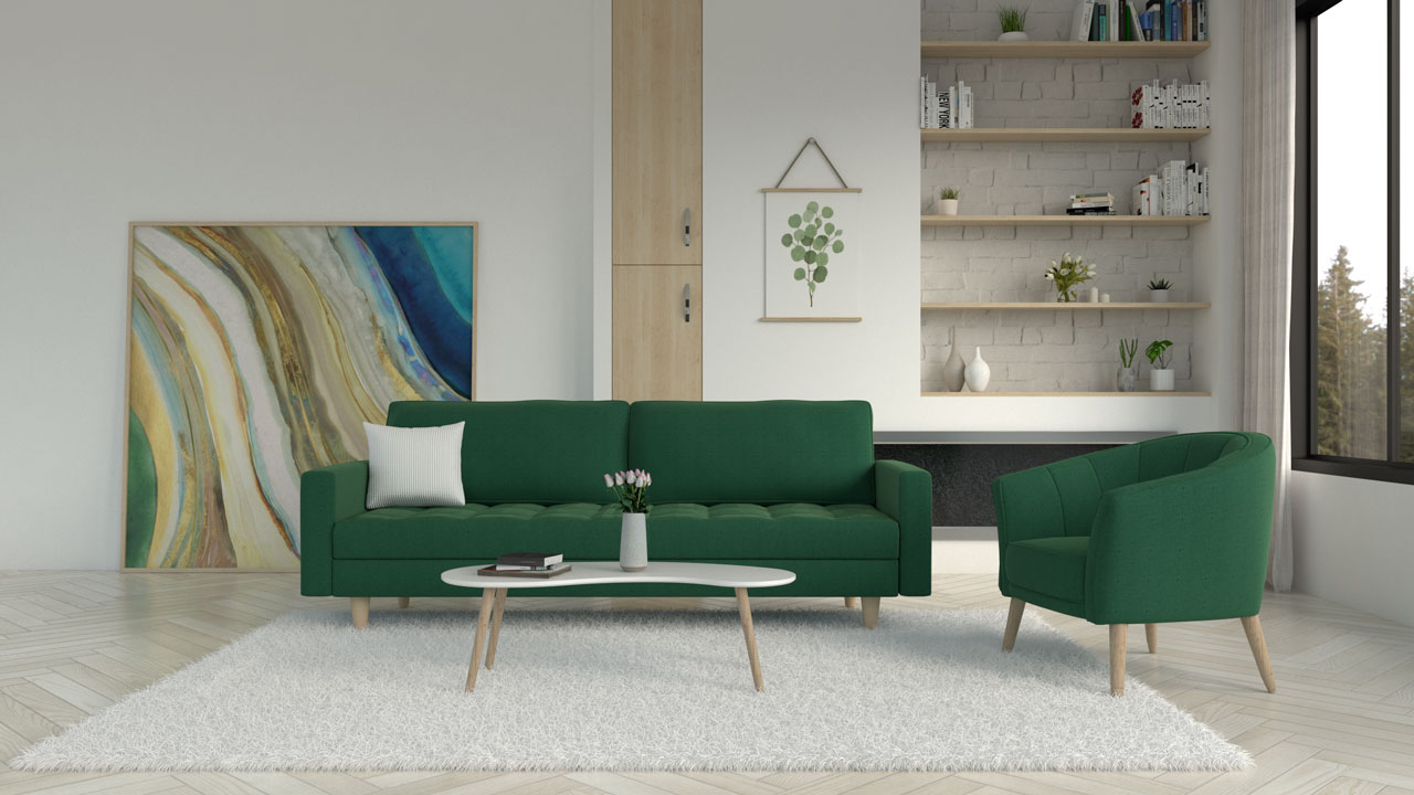 What Color Rug With Green Couch