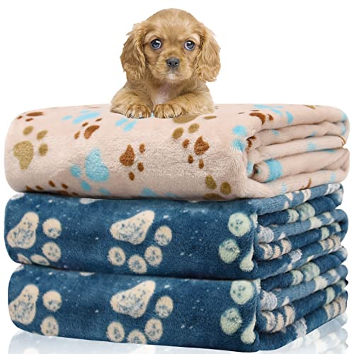 1 Pack 3 Blankets for Dogs, Dog Blankets for Small Dog Blanket Super Soft Fluffy Premium Fleece Pet Blanket Flannel Throw for Dog Puppy Cat Paw Blanket(23x16inch)