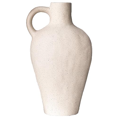 10 inch Decorative White Vase with Handle